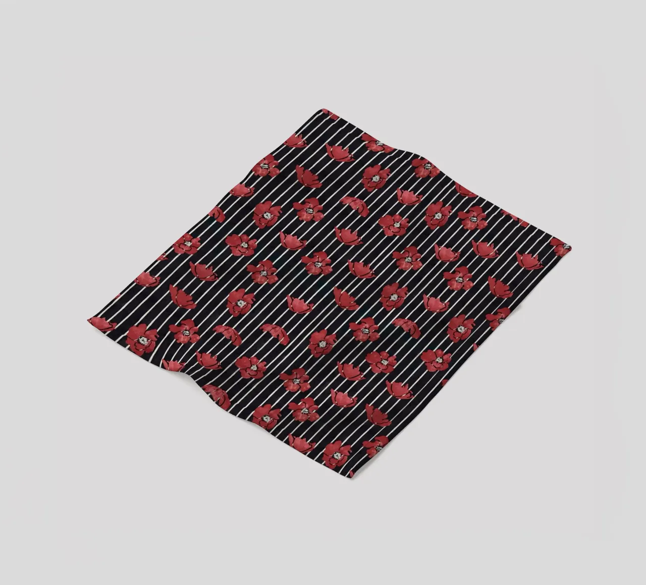 Red Floral Stripe Repeating Pattern Art Print fleece blanket by NorwesClub