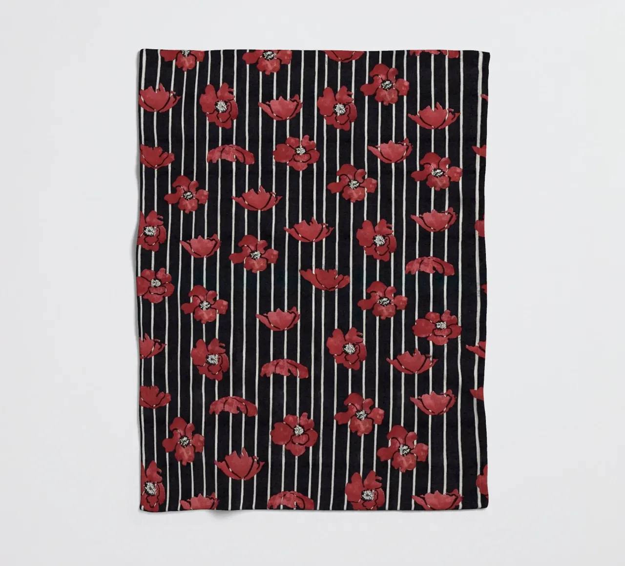 Red Floral Stripe Repeating Pattern Art Print fleece blanket by NorwesClub