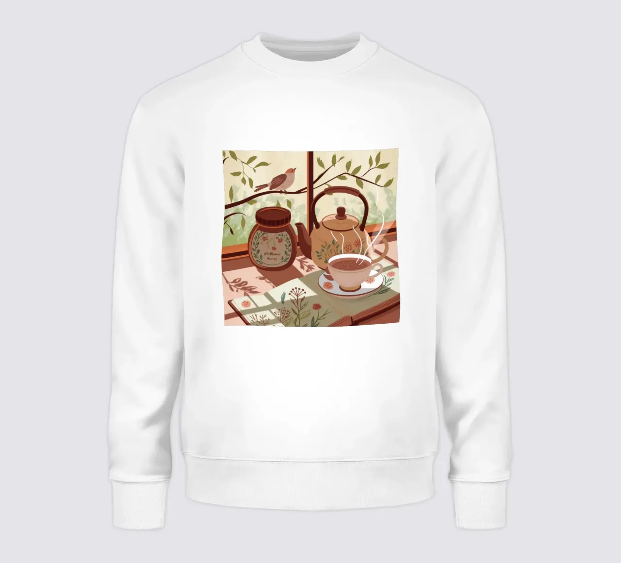 Tea Time Serenity sweatshirt by Fine Sanctuary