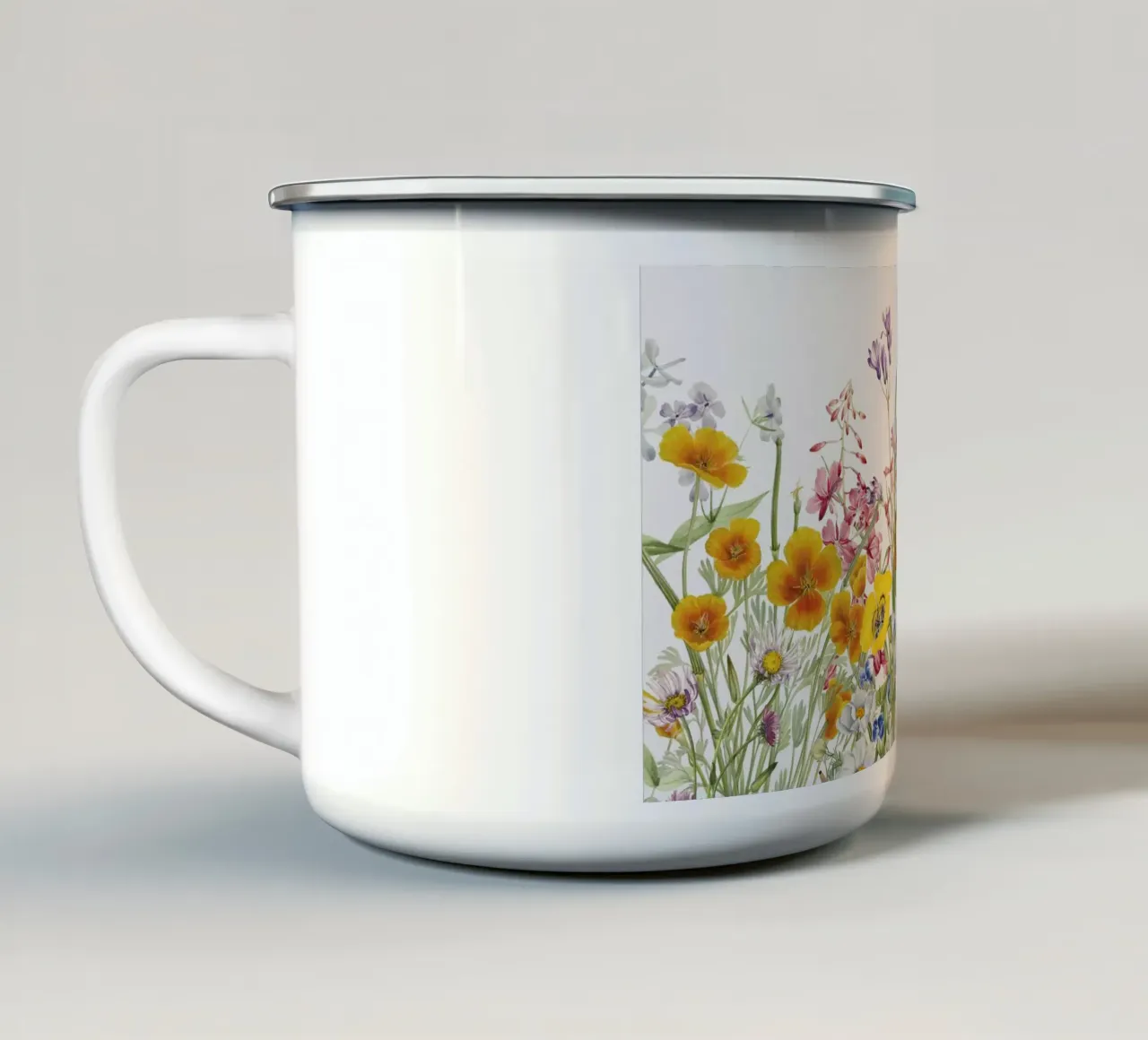 Stampa d'arte di studio botanico sui fiori selvatici tazza in smalto da NorwesClub