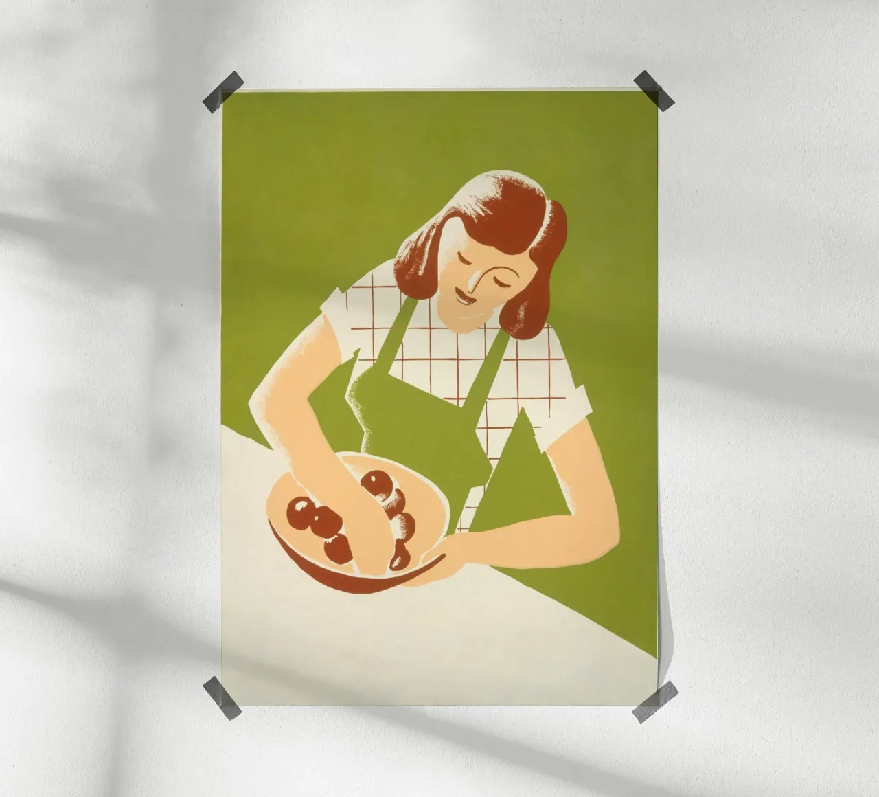 Ilustración Retro Mujer Mezclando Cocinando Impresión Artística poster de NorwesClub