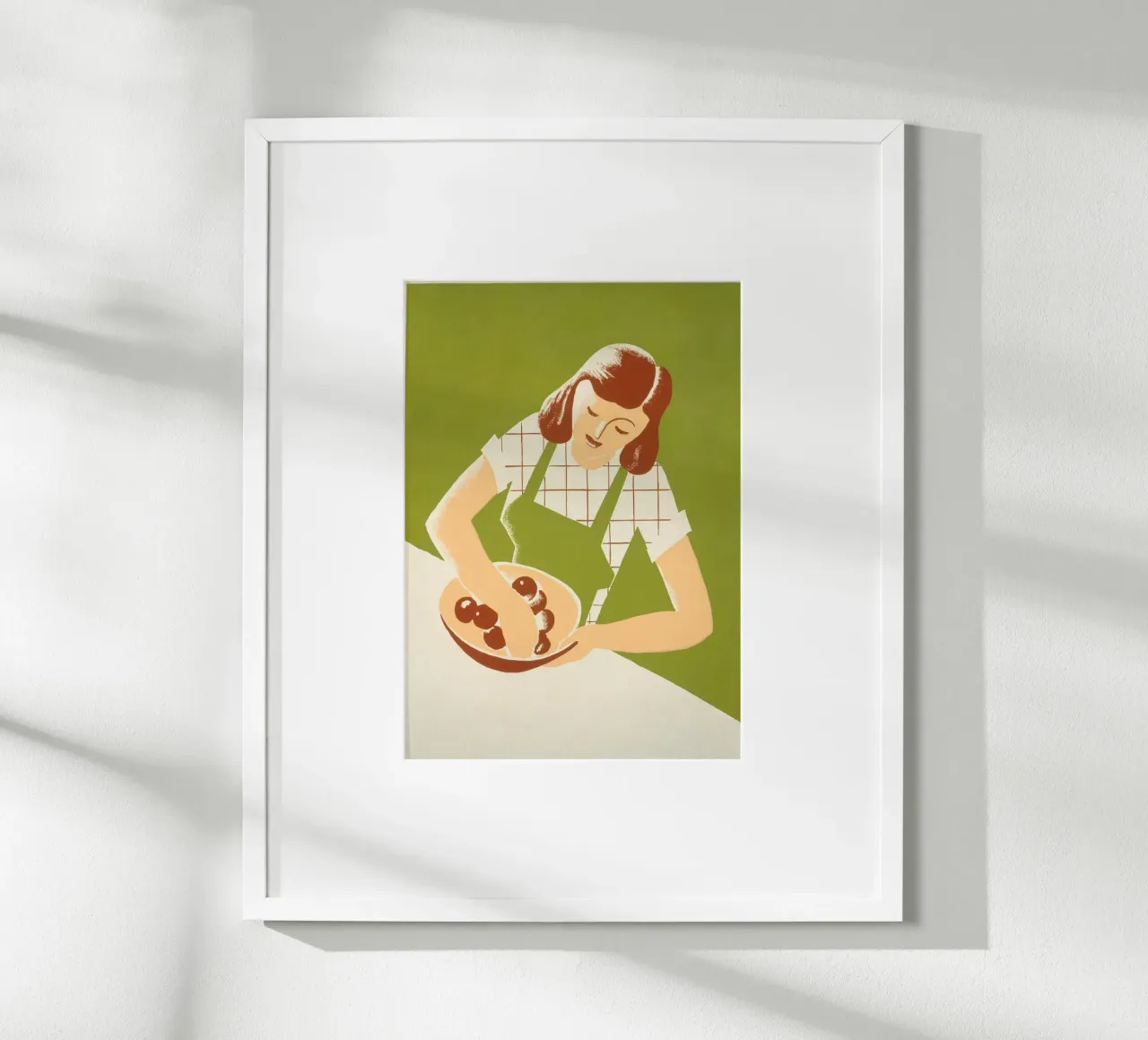 Ilustración Retro Mujer Mezclando Cocinando Impresión Artística poster de NorwesClub