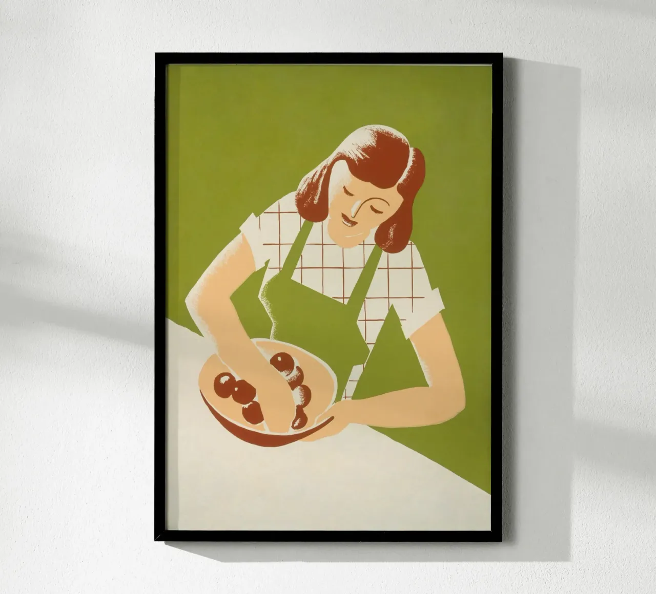 Ilustración Retro Mujer Mezclando Cocinando Impresión Artística poster de NorwesClub