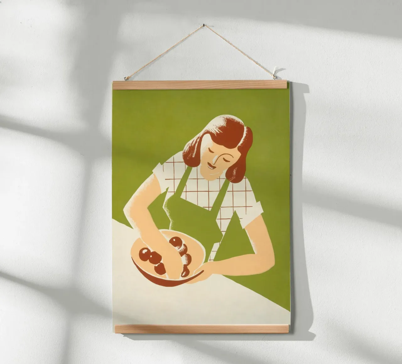 Ilustración Retro Mujer Mezclando Cocinando Impresión Artística poster de NorwesClub