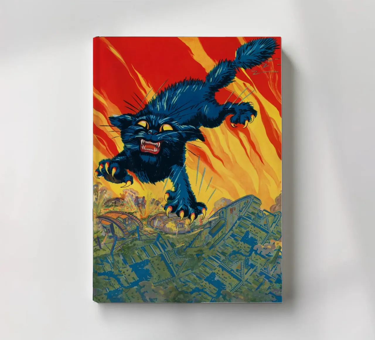 Giant Cat Monster Leaping Dynamic Illustration Print notebook by NorwesClub