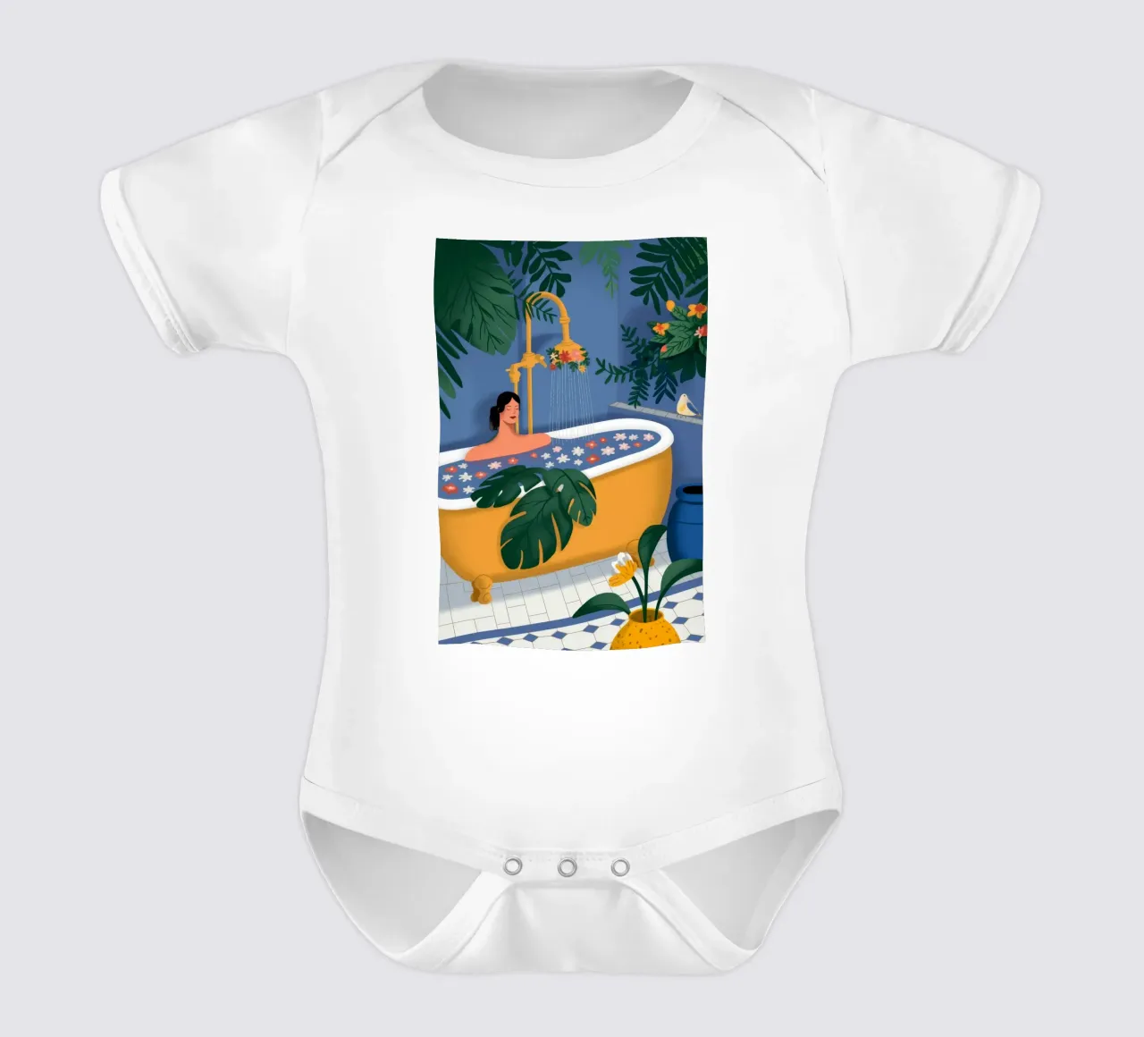 Bagno tropicale ritirato body neonato maniche corte da Fine Sanctuary