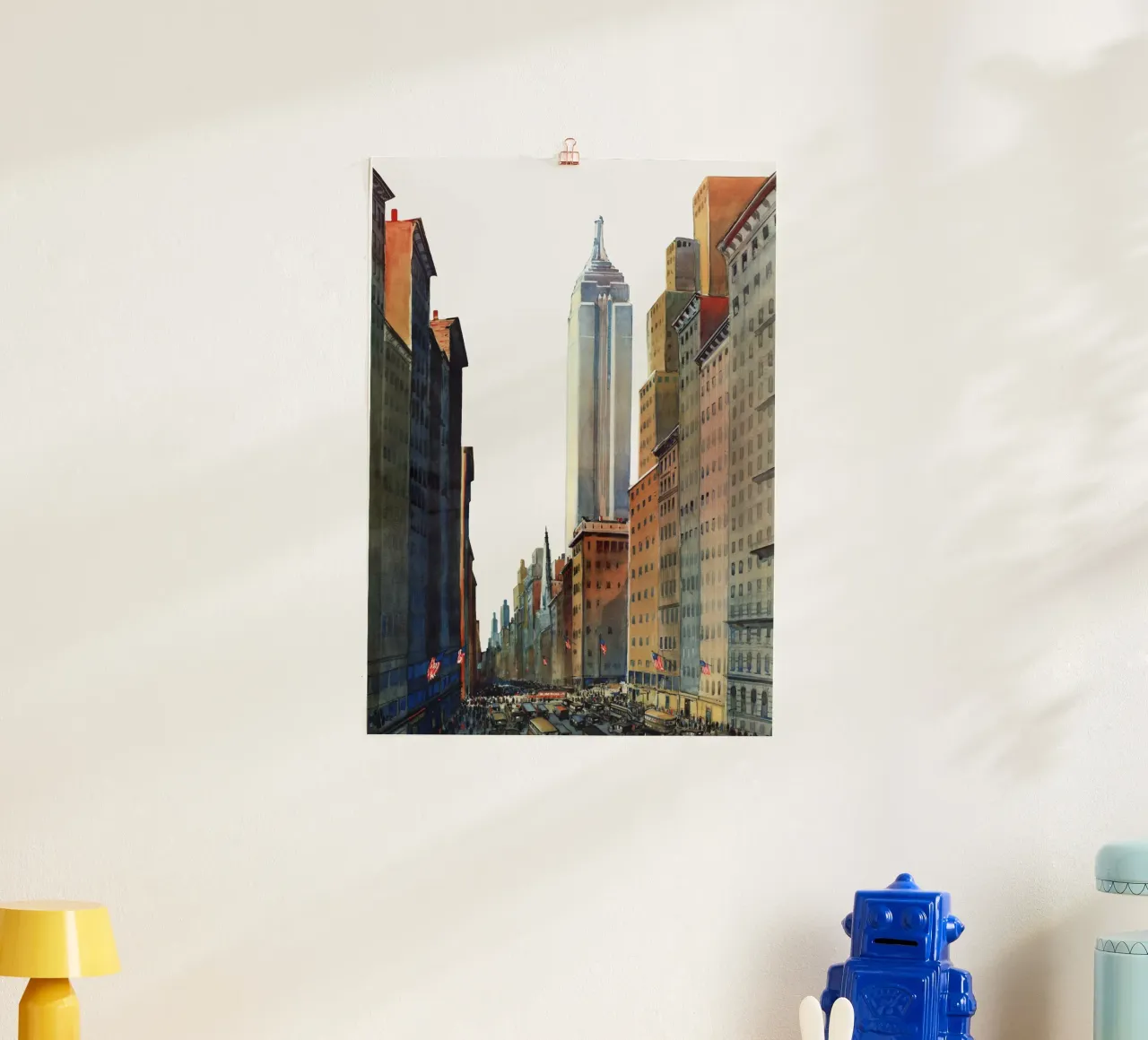 NYC Cityscape Empire State Bldg stedelijke kunstdruk poster met houten frame van NorwesClub