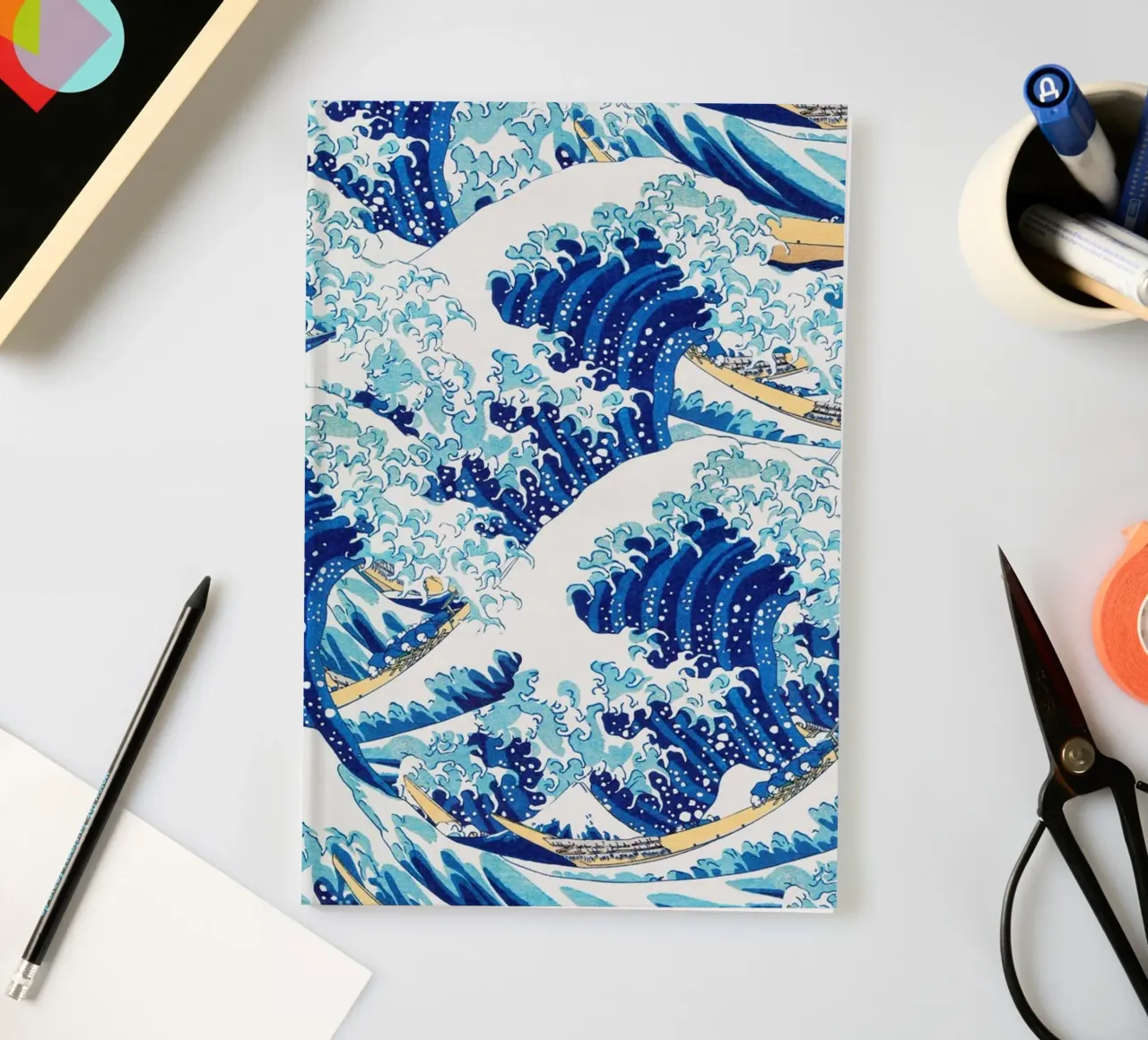 Japanese Waves Pattern Ukiyo-e Woodblock Art Print notebook by NorwesClub