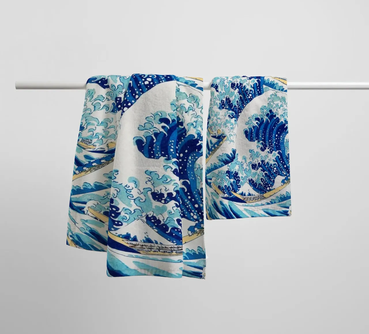Japanese Waves Pattern Ukiyo-e Woodblock Art Print towel by NorwesClub