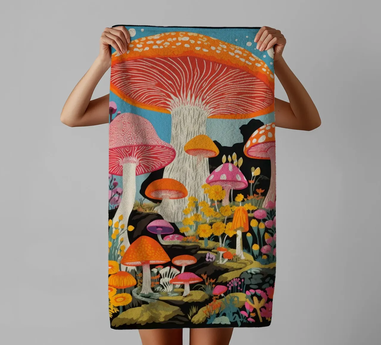 Champignon géant Fantasy Landscape Art Print serviette de bain de NorwesClub