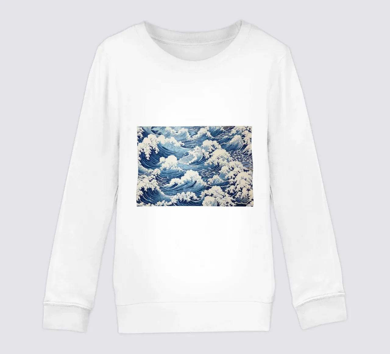 Japanese Waves Pattern Ukiyo-e Woodblock Art Print kids sweatshirt by NorwesClub