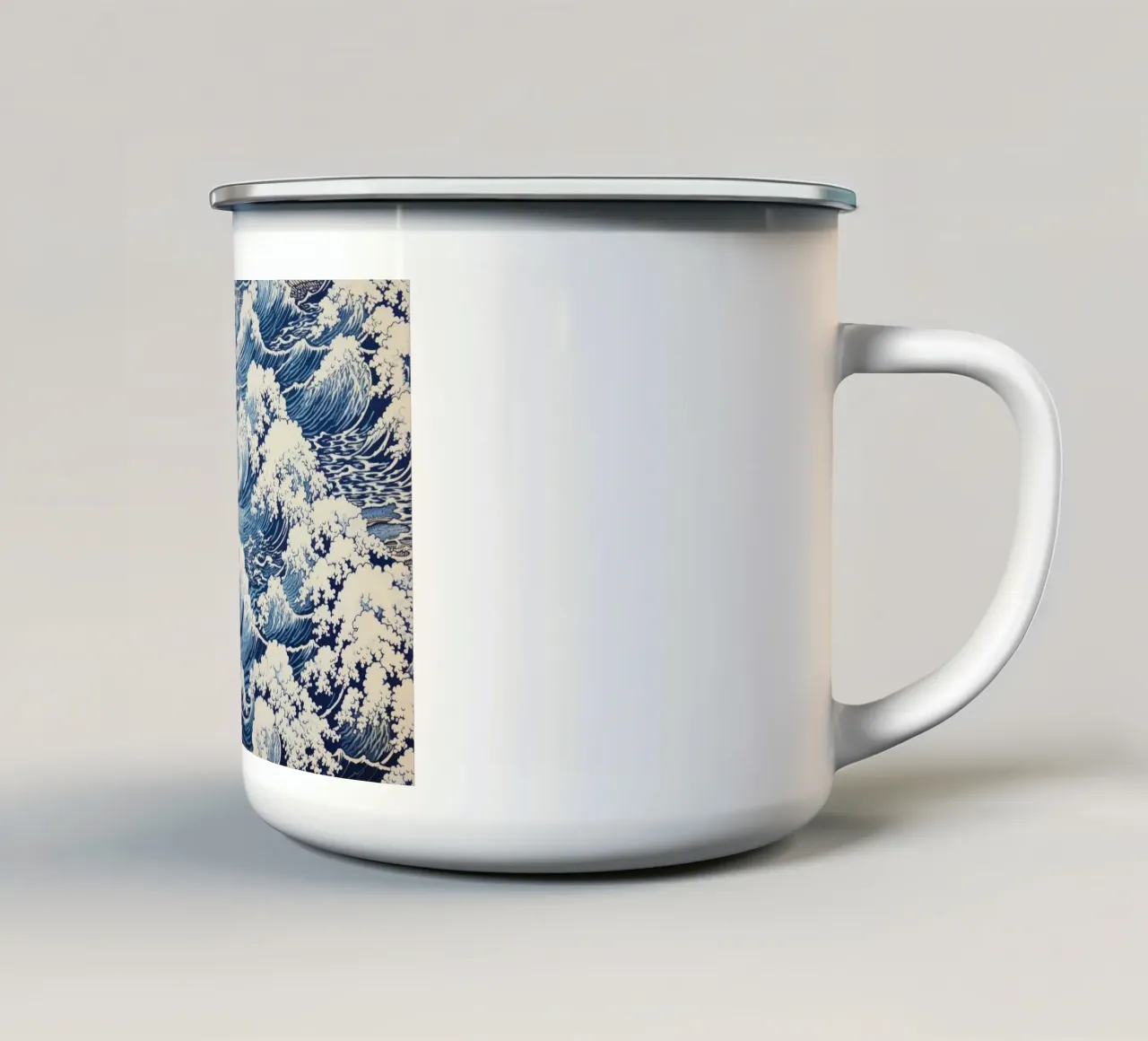 Japanese Waves Pattern Ukiyo-e Woodblock Art Print enamel mug by NorwesClub