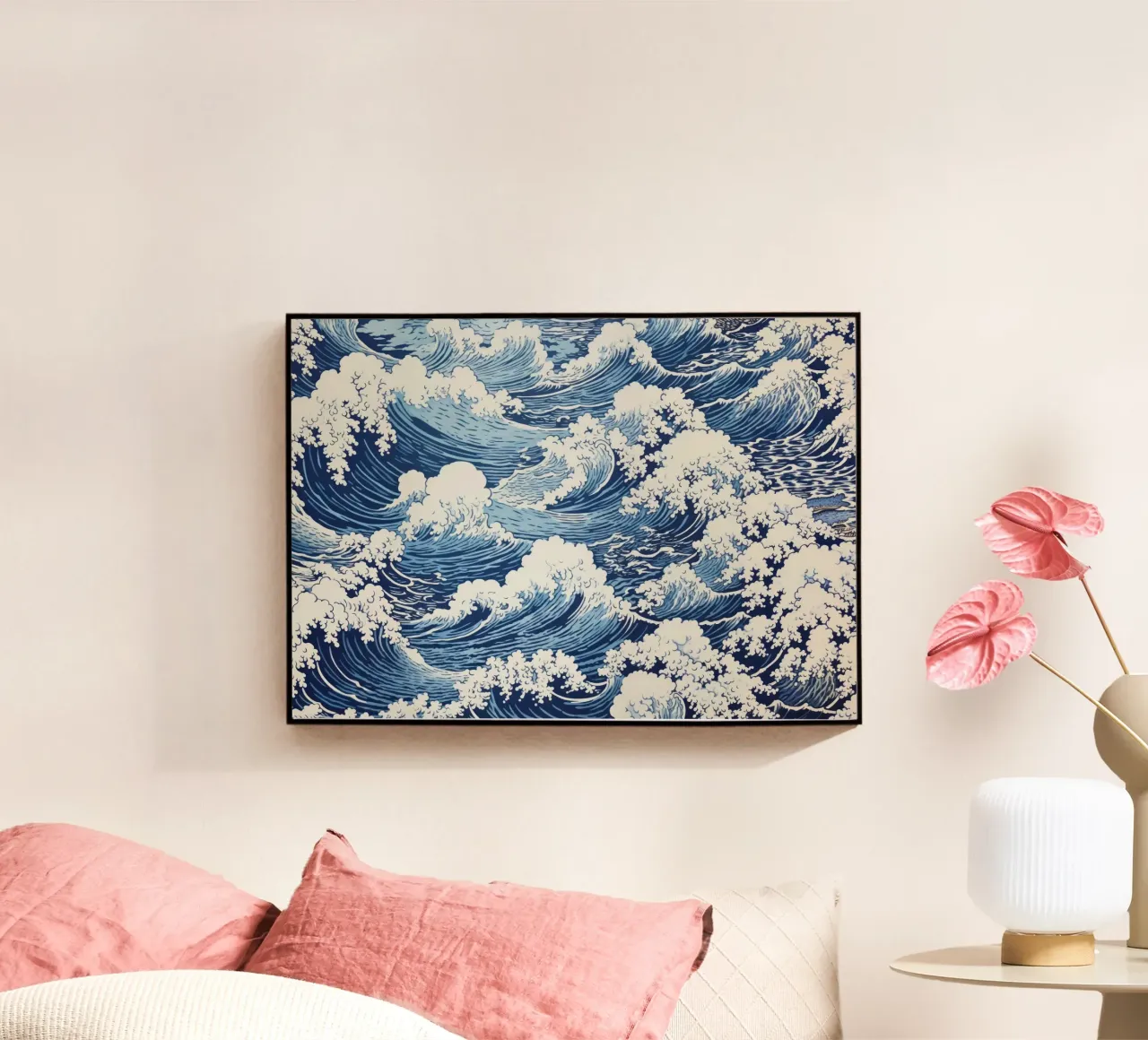 Japanese Waves Pattern Ukiyo-e Woodblock Art Print acrylic glass by NorwesClub