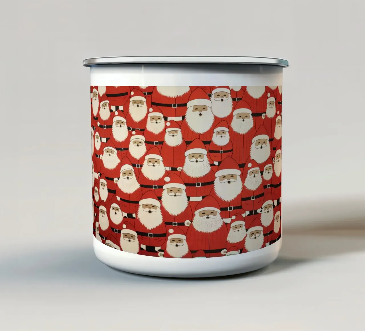 Kerstman Herhalend Patroon Kunstdruk emaille mok van NorwesClub