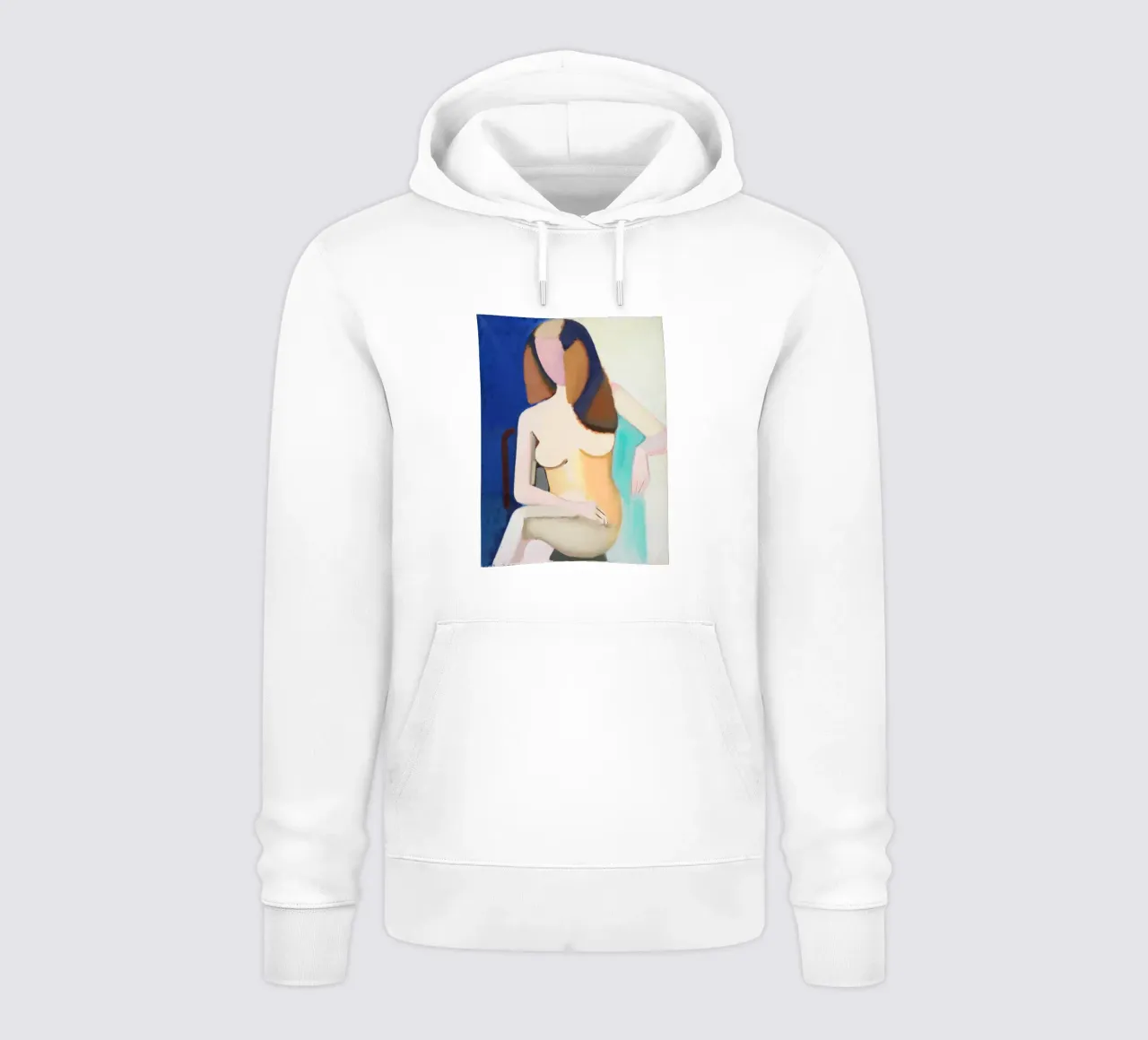 Zittend vrouwelijk naakt Modernistisch figuur Art Print hoodie van NorwesClub