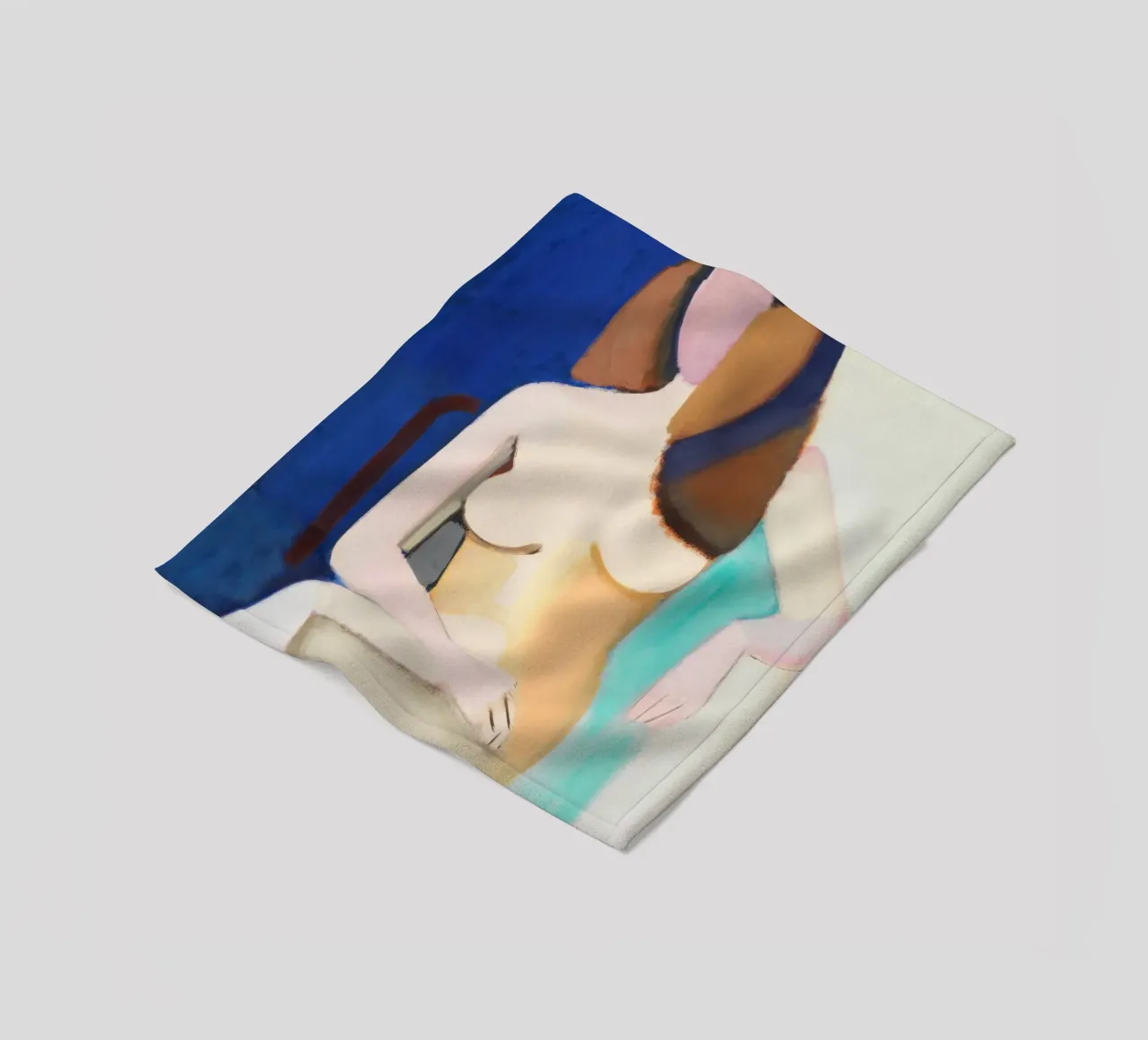 Seated Female Nude Modernist Figure Art Print fleece blanket by NorwesClub