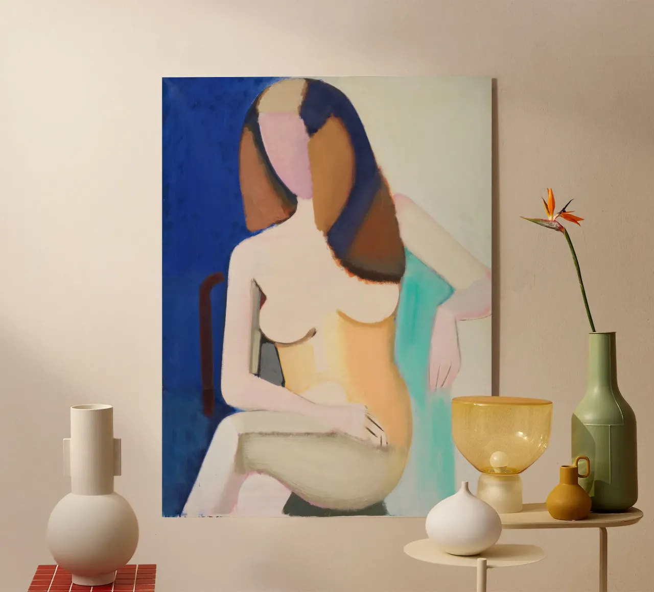 Figura modernista desnuda sentada Impresión artística metacrilato de NorwesClub
