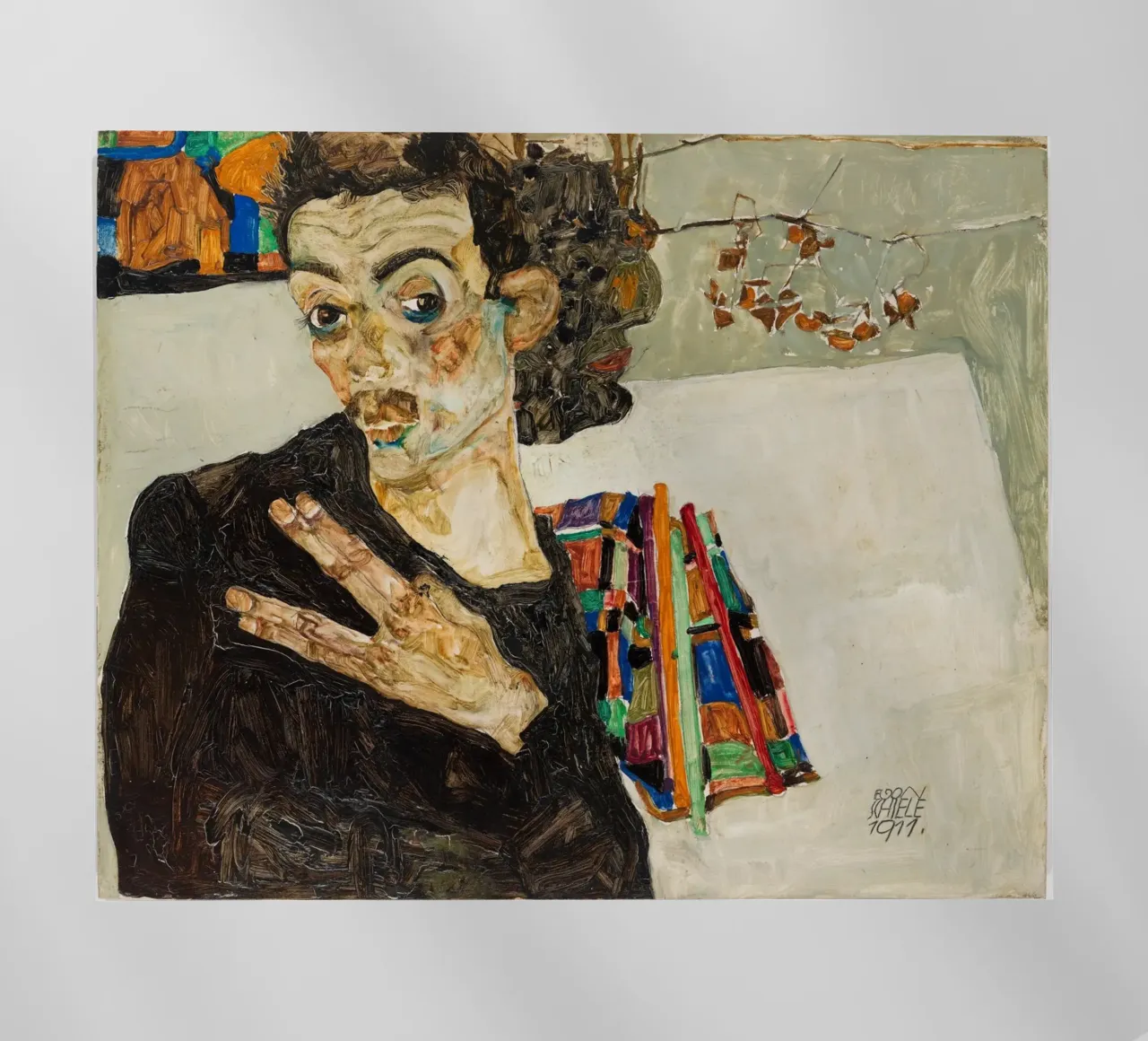 Egon Schiele Self-Portrait Expressionist Art Print Backlit Folie von NorwesClub