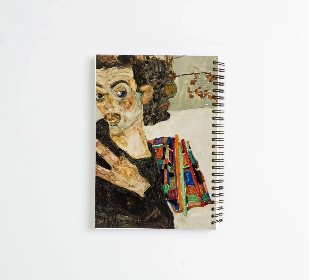 Egon Schiele Self-Portrait Expressionist Art Print spiral notebook by NorwesClub