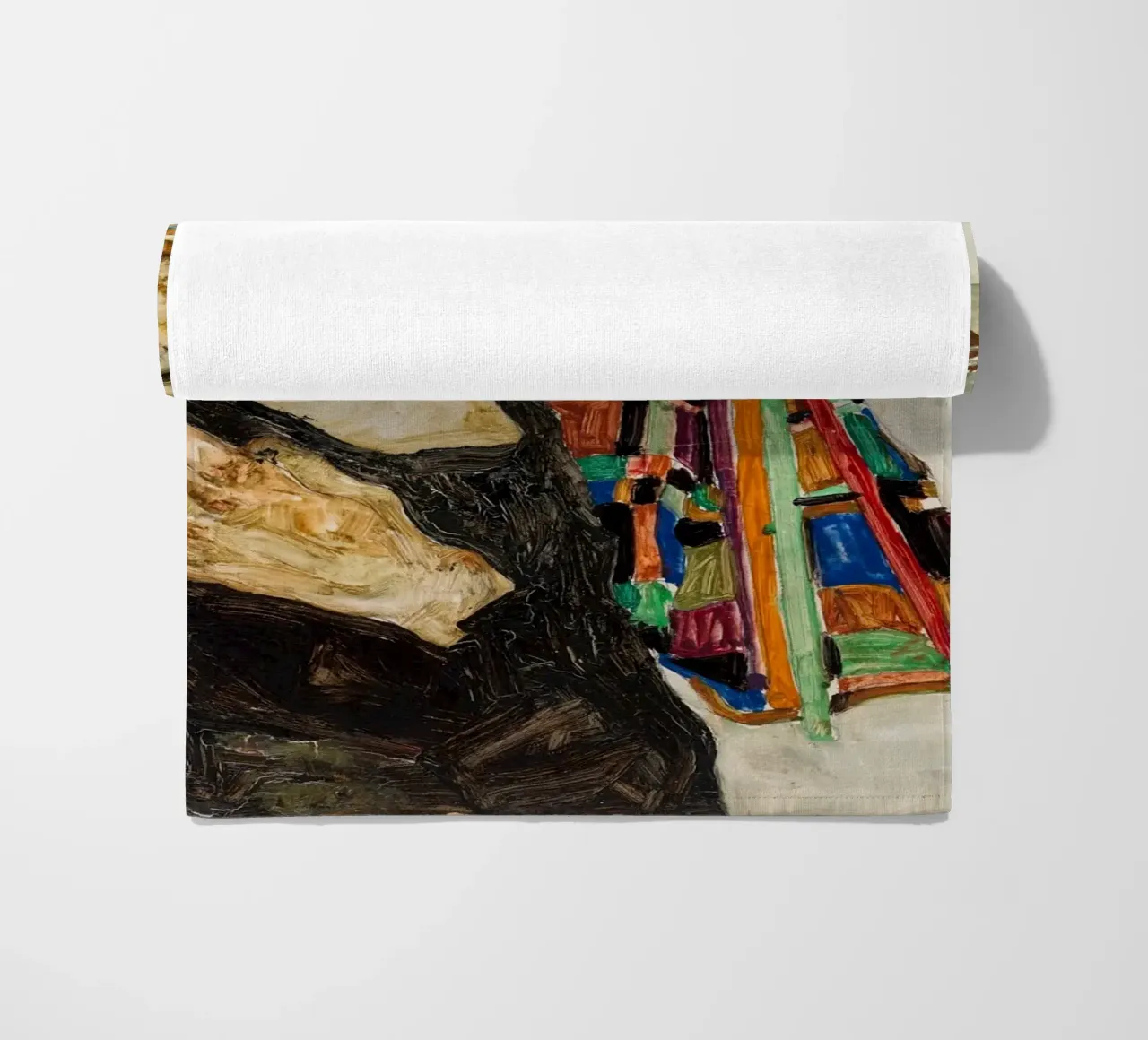 Egon Schiele Self-Portrait Expressionist Art Print beach towel by NorwesClub