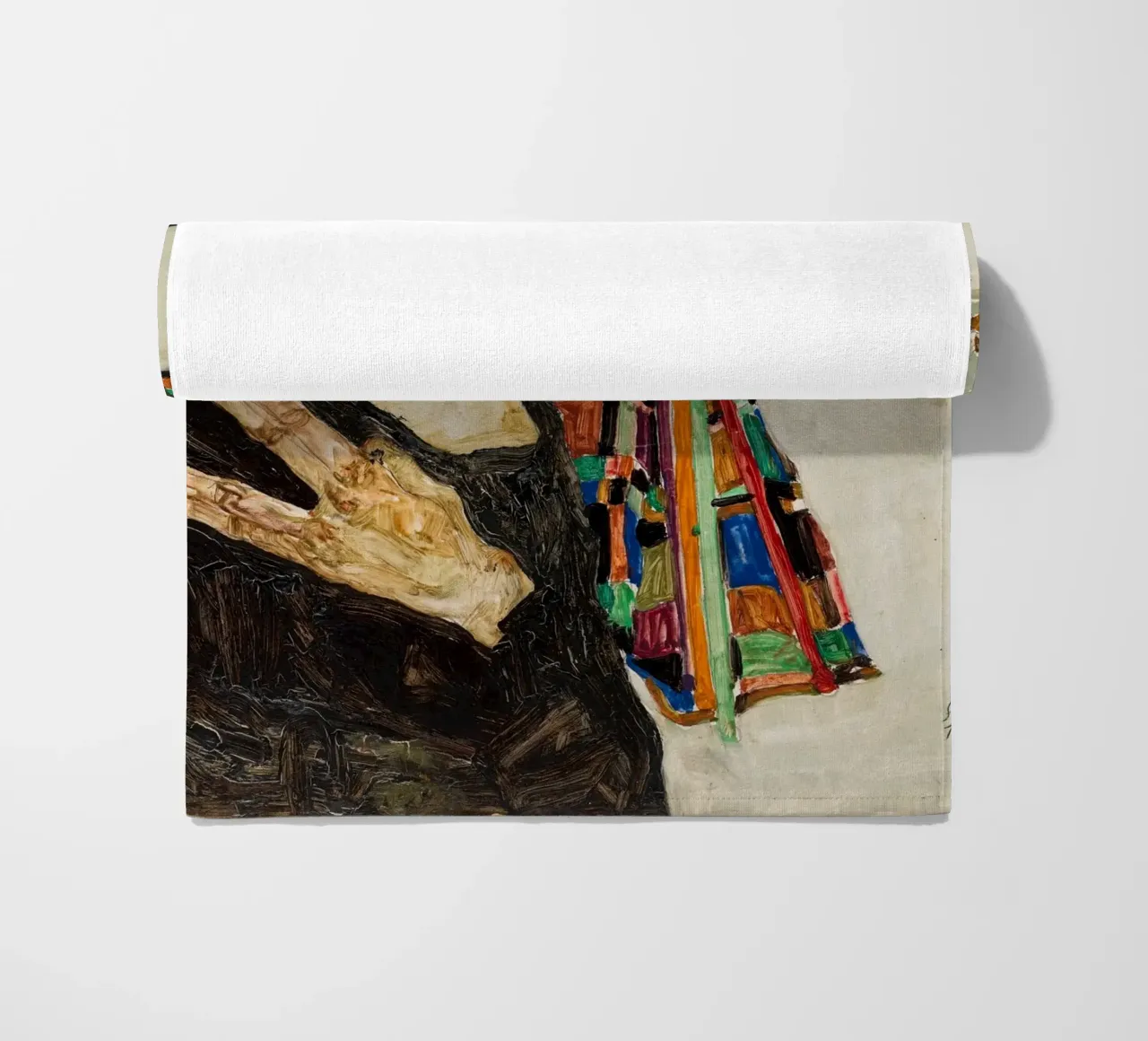 Egon Schiele Self-Portrait Expressionist Art Print beach towel by NorwesClub