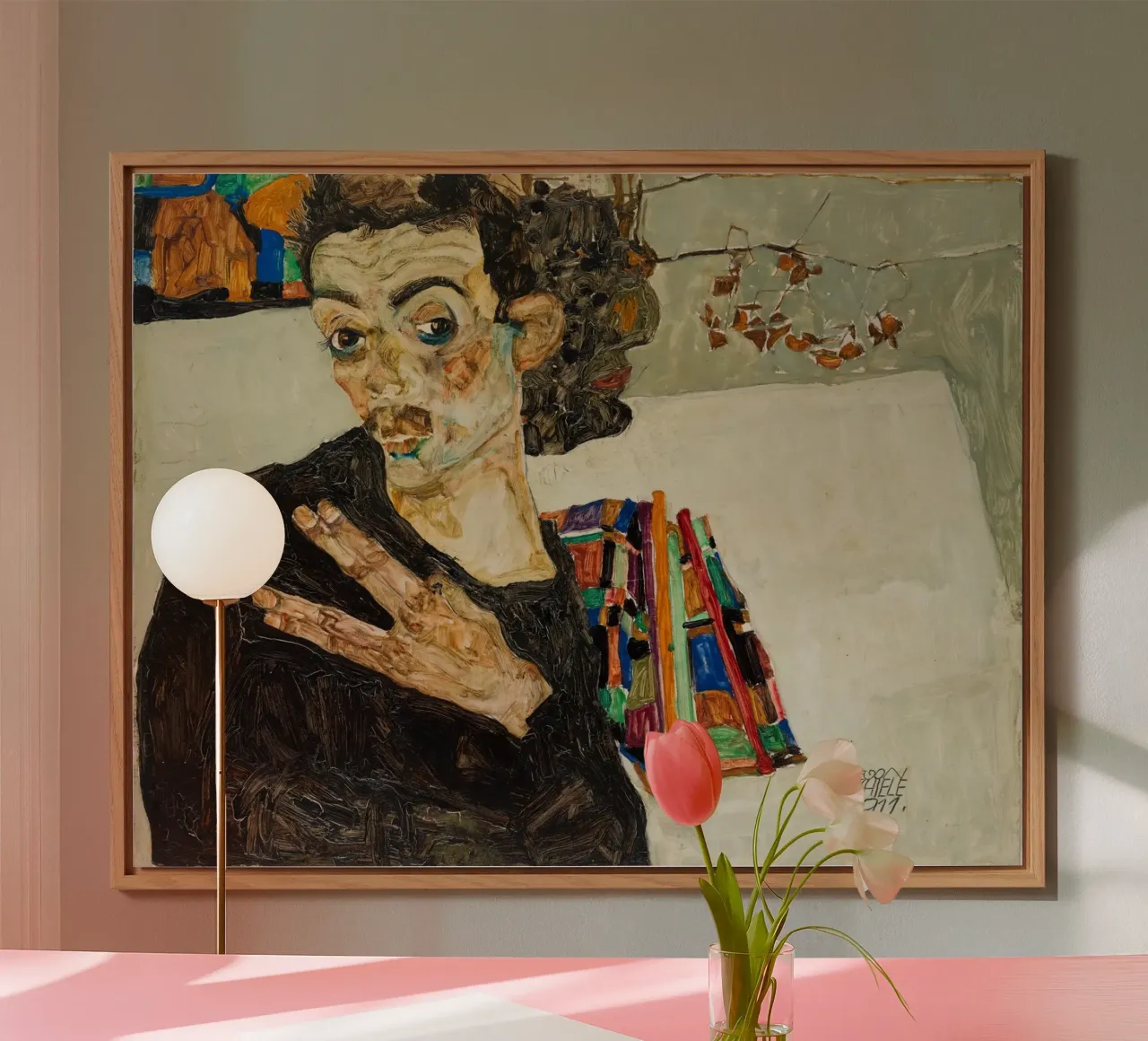 Egon Schiele Self-Portrait Expressionist Art Print Alu-Dibond von NorwesClub