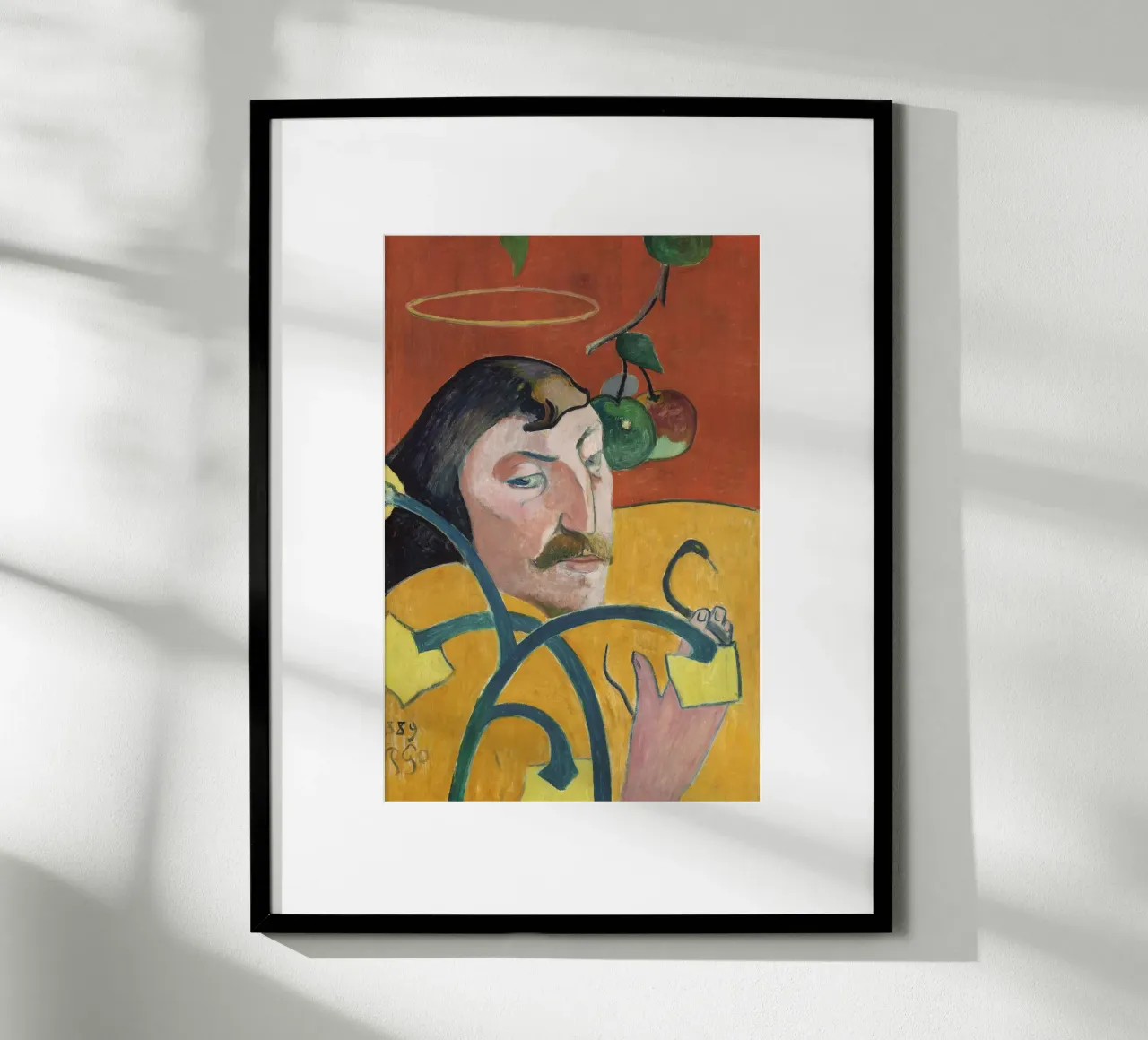 Gauguin Self-Portrait Halo Snake Symbolist Print poster with wooden frame by NorwesClub