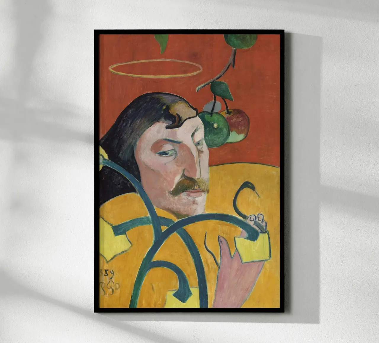 Gauguin Self-Portrait Halo Snake Symbolist Print poster with wooden frame by NorwesClub