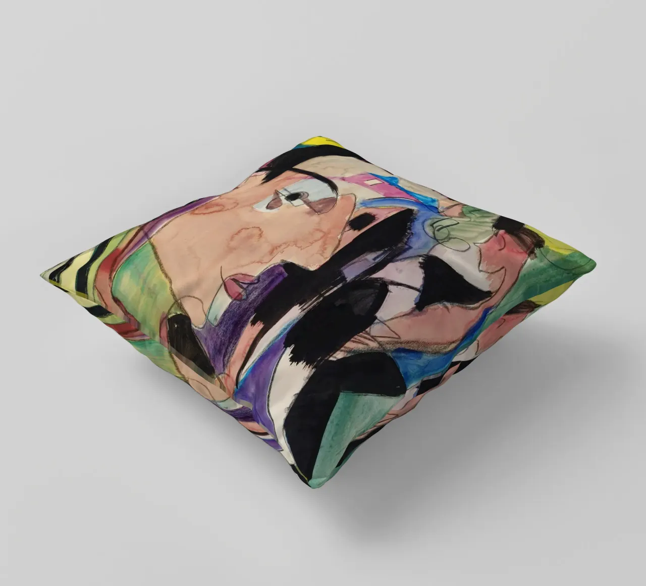 Kirchner Expressionist Figures Group Art Print decorative cushion by NorwesClub