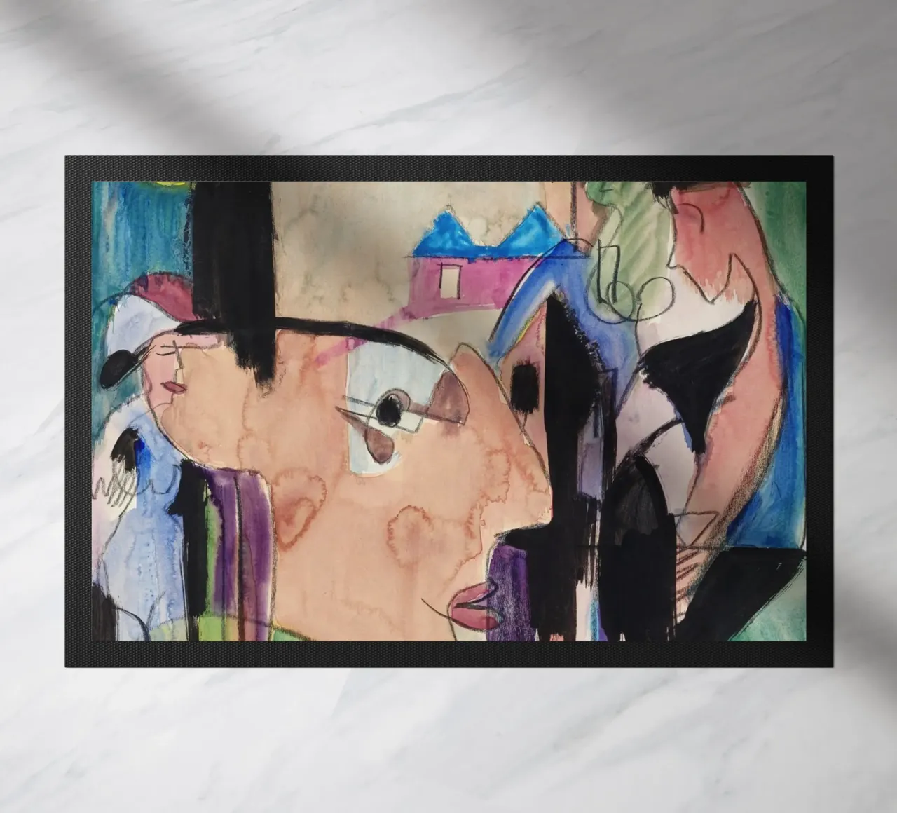 Kirchner Expressionist Figures Group Art Print doormat by NorwesClub