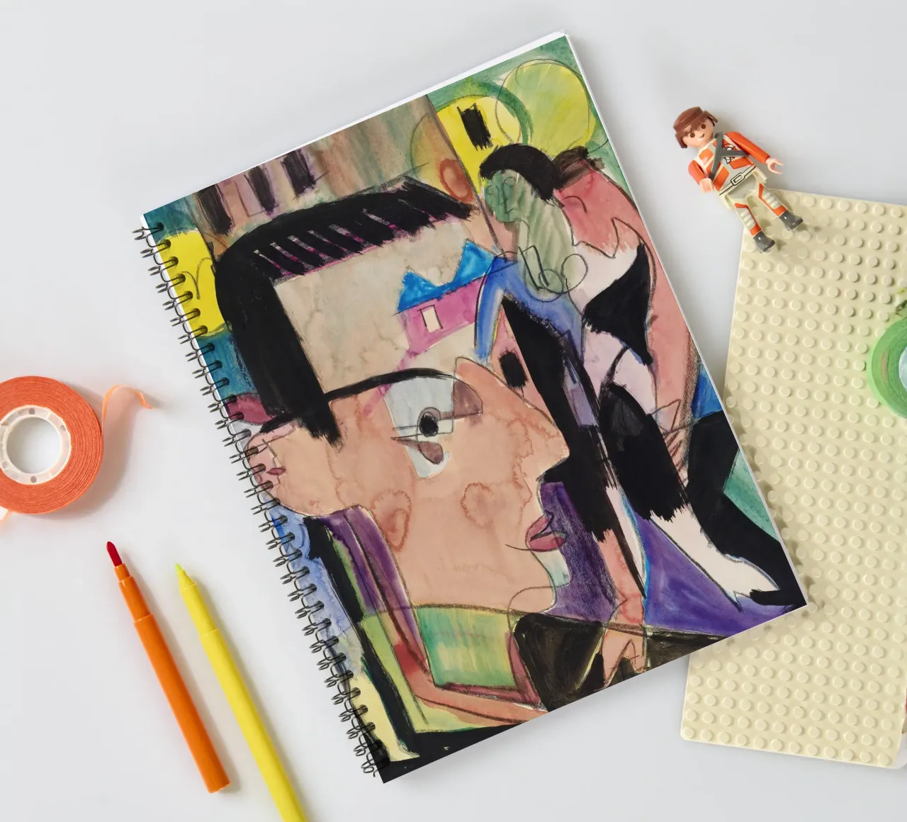 Kirchner Expressionist Figures Group Art Print spiral notebook by NorwesClub