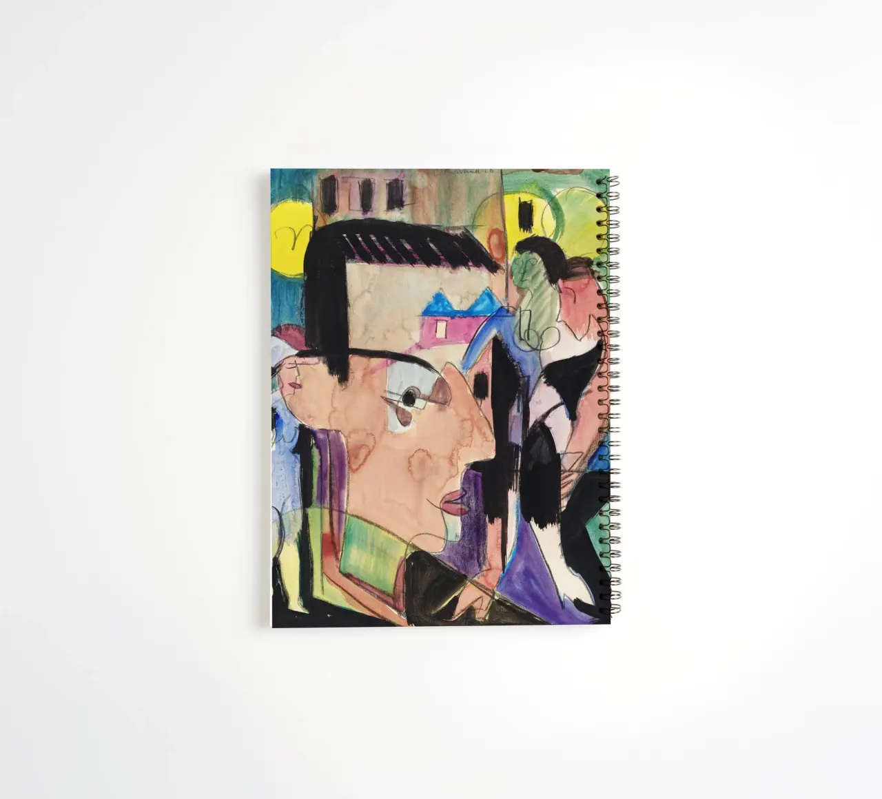 Kirchner Expressionist Figures Group Art Print spiral notebook by NorwesClub