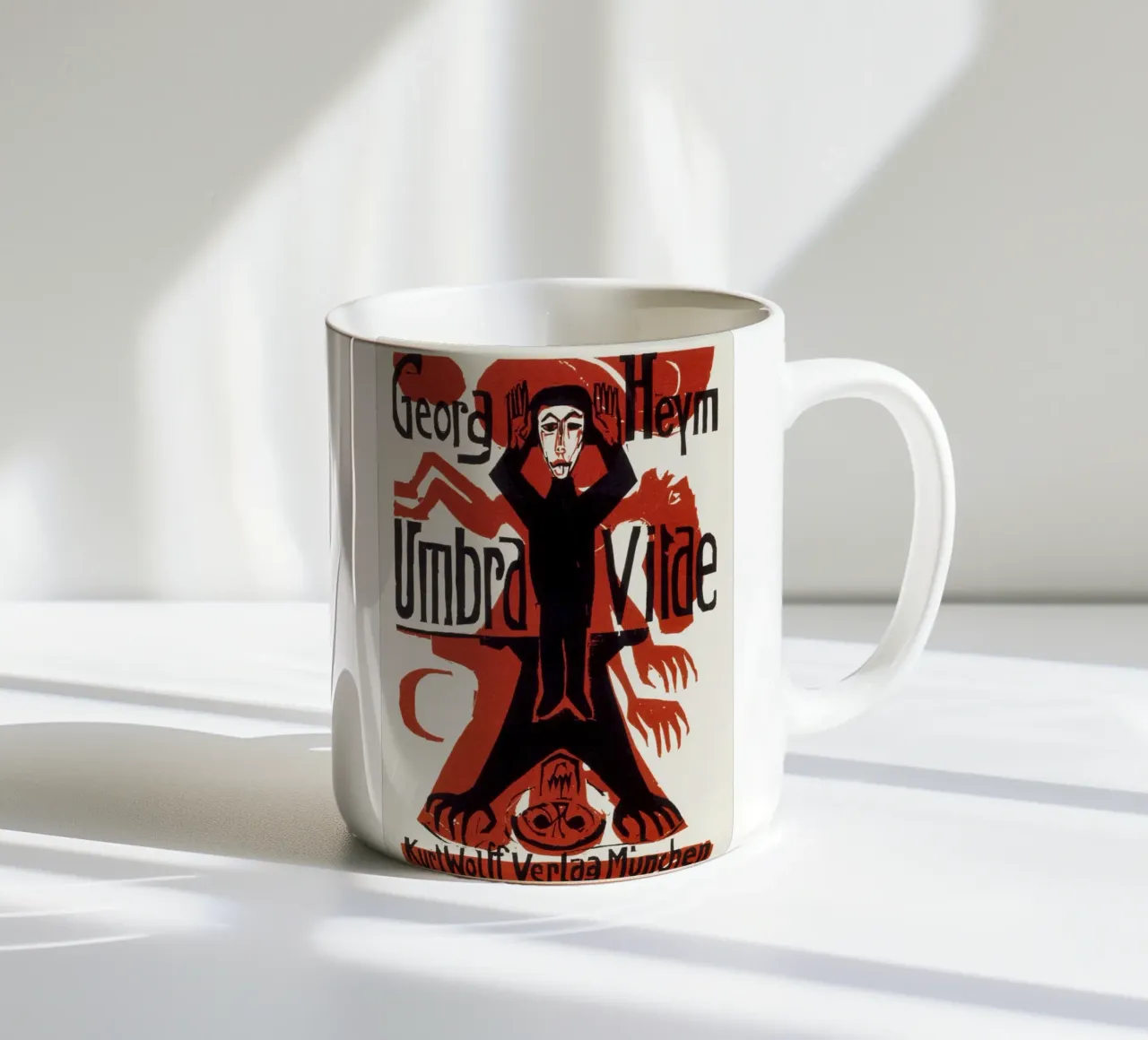 Kirchner Umbra Vitae Xilografia espressionista tedesca tazza in ceramica da NorwesClub