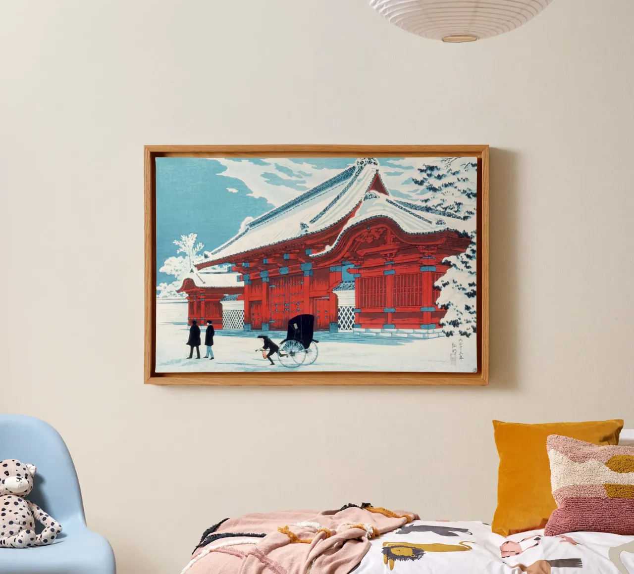 Hiroaki Takahashi Red Gate Hongo Shin-hanga Snow Print Leinwand mit Schattenfugenrahmen von NorwesClub