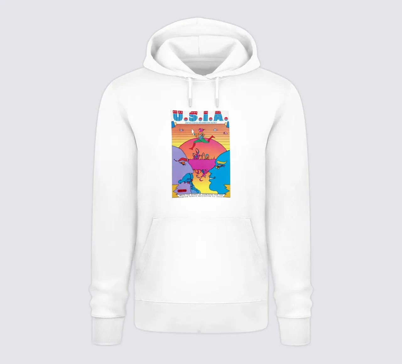 Poster psichedelico Peter Max USIA Foreign Service felpa con cappuccio da NorwesClub