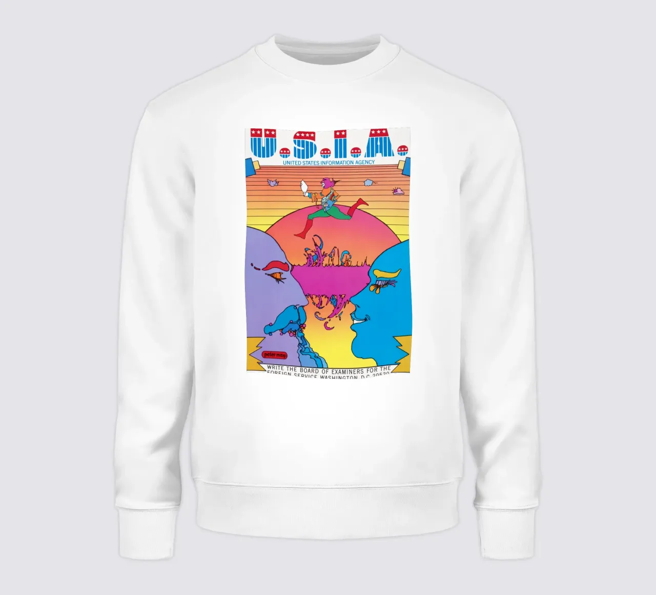 Poster psichedelico Peter Max USIA Foreign Service felpa da NorwesClub