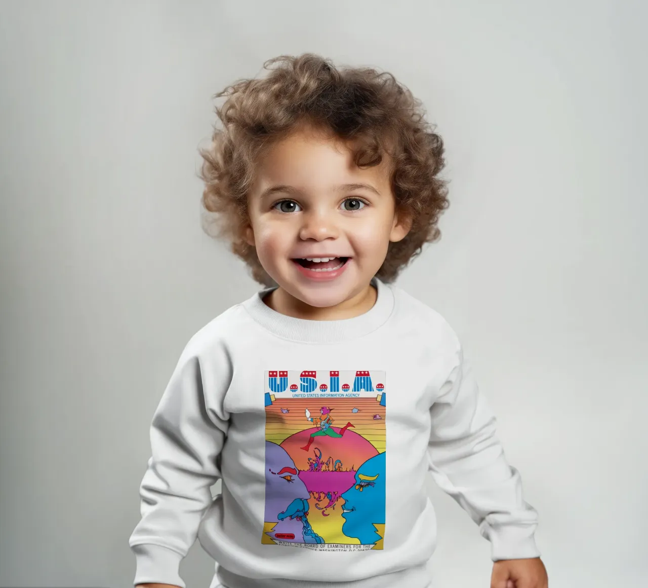 Poster psichedelico Peter Max USIA Foreign Service felpa neonato da NorwesClub
