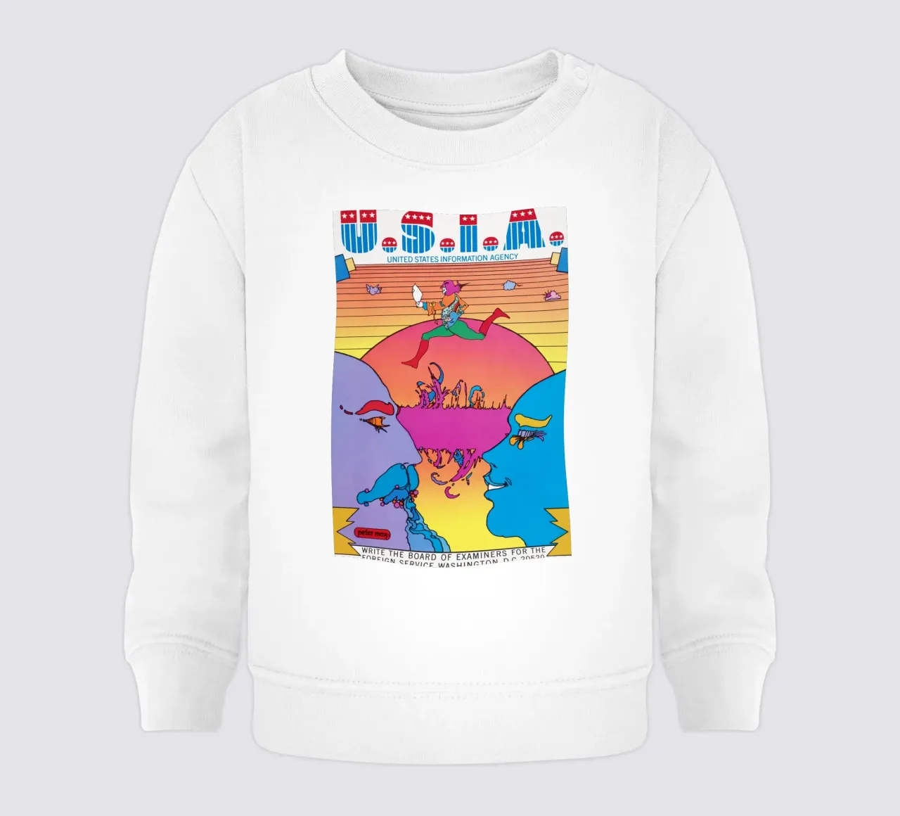Poster psichedelico Peter Max USIA Foreign Service felpa neonato da NorwesClub