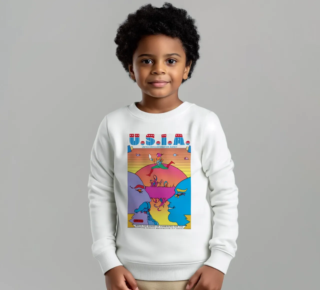 Poster psichedelico Peter Max USIA Foreign Service felpa bambino da NorwesClub