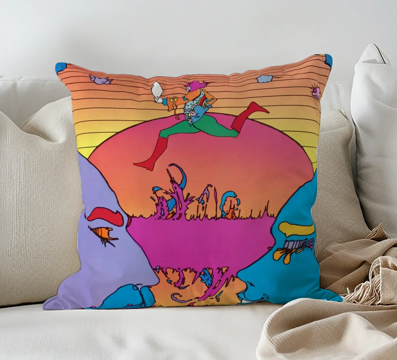 Poster psichedelico Peter Max USIA Foreign Service cuscino da NorwesClub