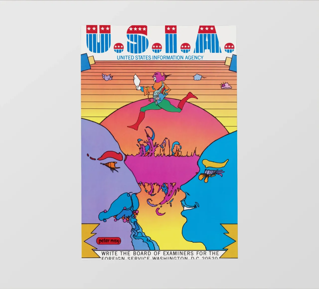Poster psichedelico Peter Max USIA Foreign Service telo in pvc da NorwesClub