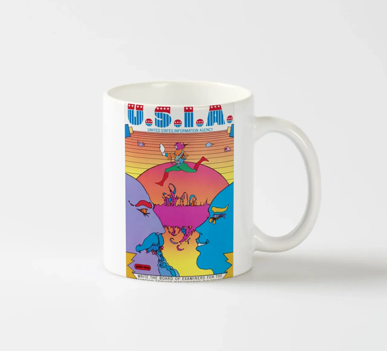 Poster psichedelico Peter Max USIA Foreign Service tazza in ceramica da NorwesClub
