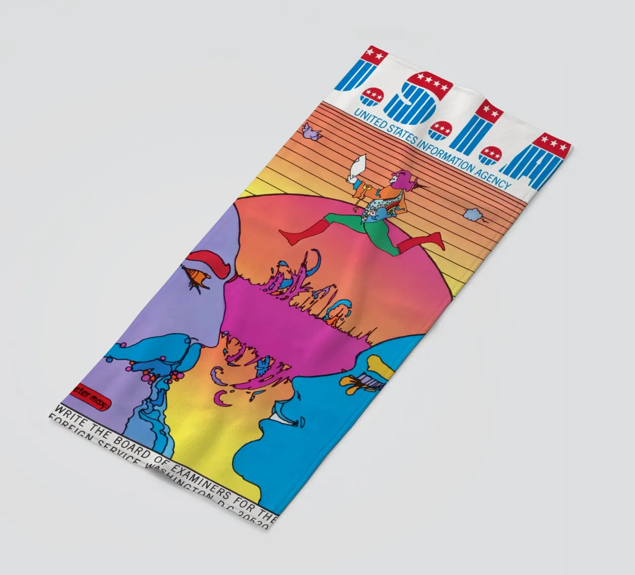 Poster psichedelico Peter Max USIA Foreign Service telo mare da NorwesClub