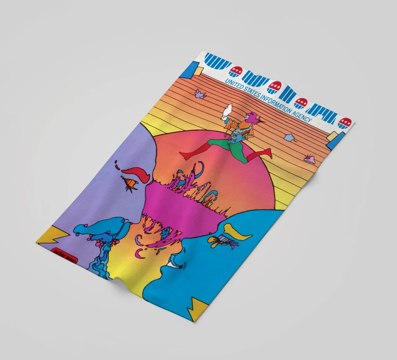 Poster psichedelico Peter Max USIA Foreign Service telo mare da NorwesClub
