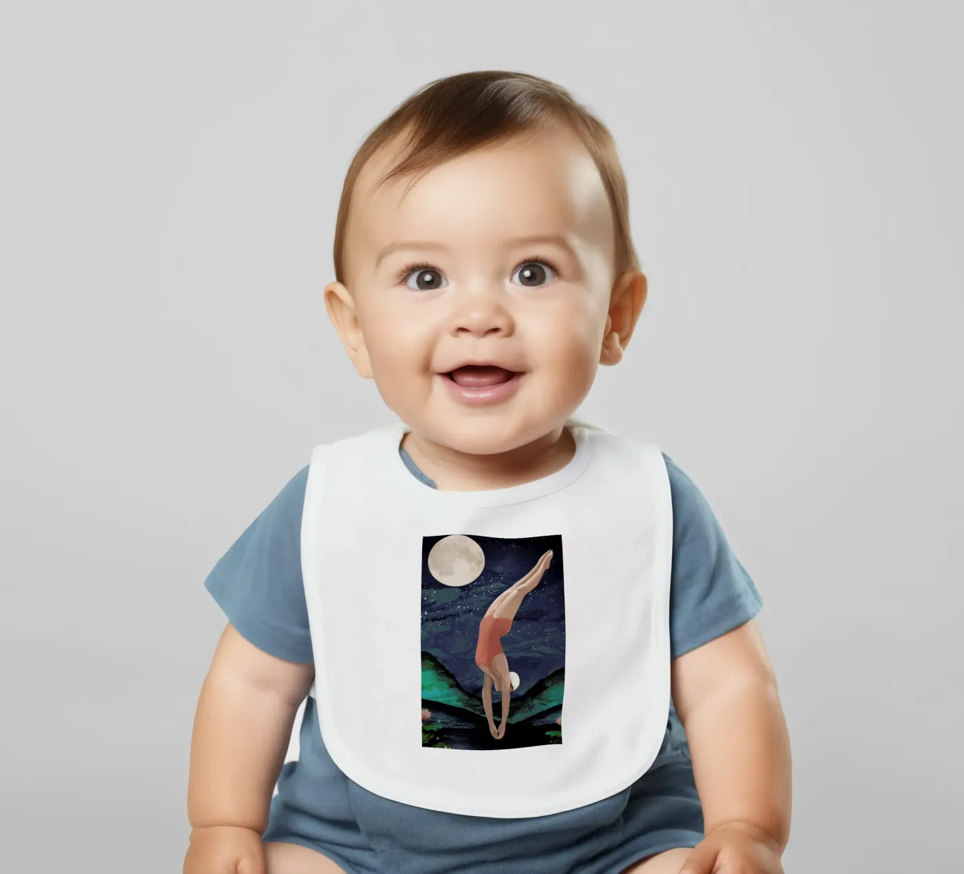 Dive baby bib by Laura Graves