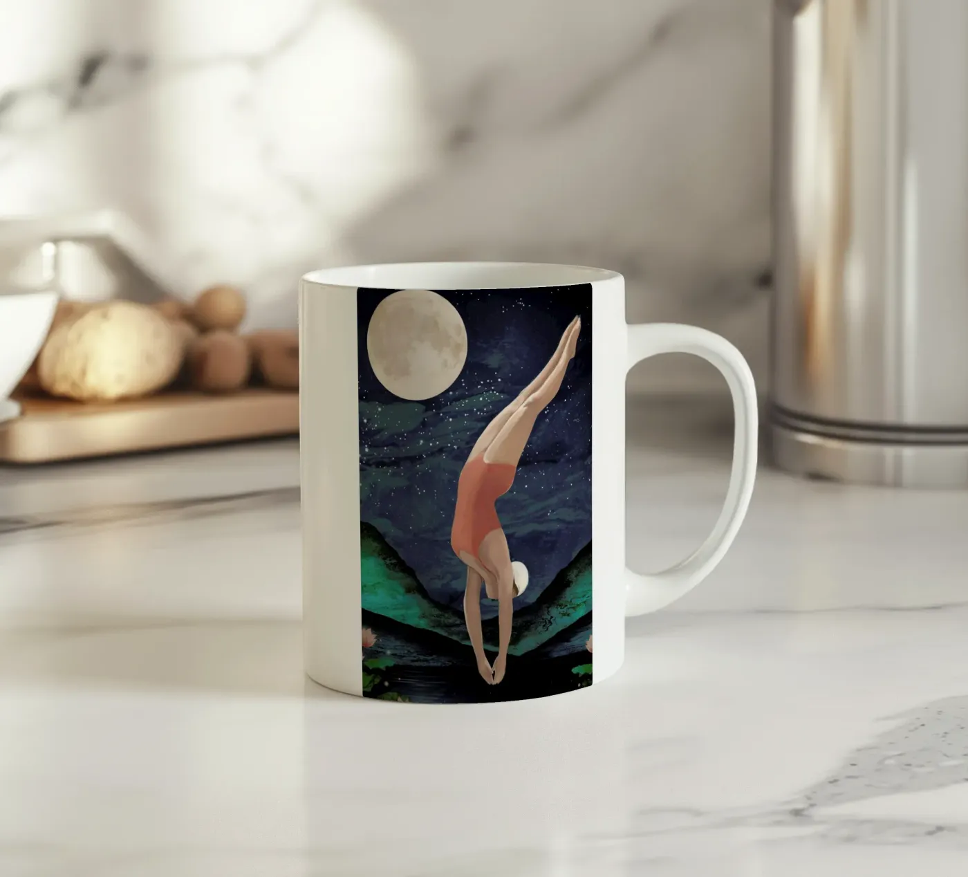 Dive ceramic mug by Laura Graves