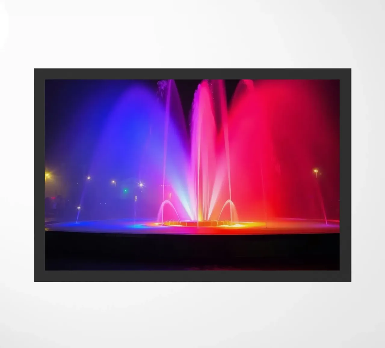 La fontana colorata illumina la notte con una vibrante zerbino da DesignDoodle