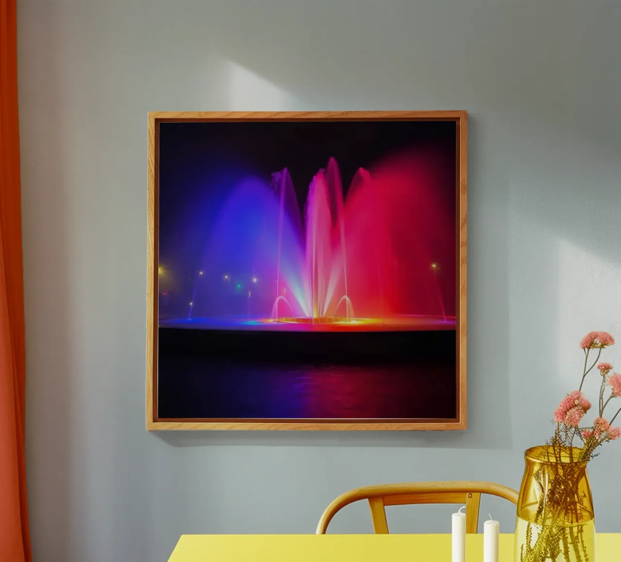 La fontana colorata illumina la notte con una vibrante plexiglass da DesignDoodle