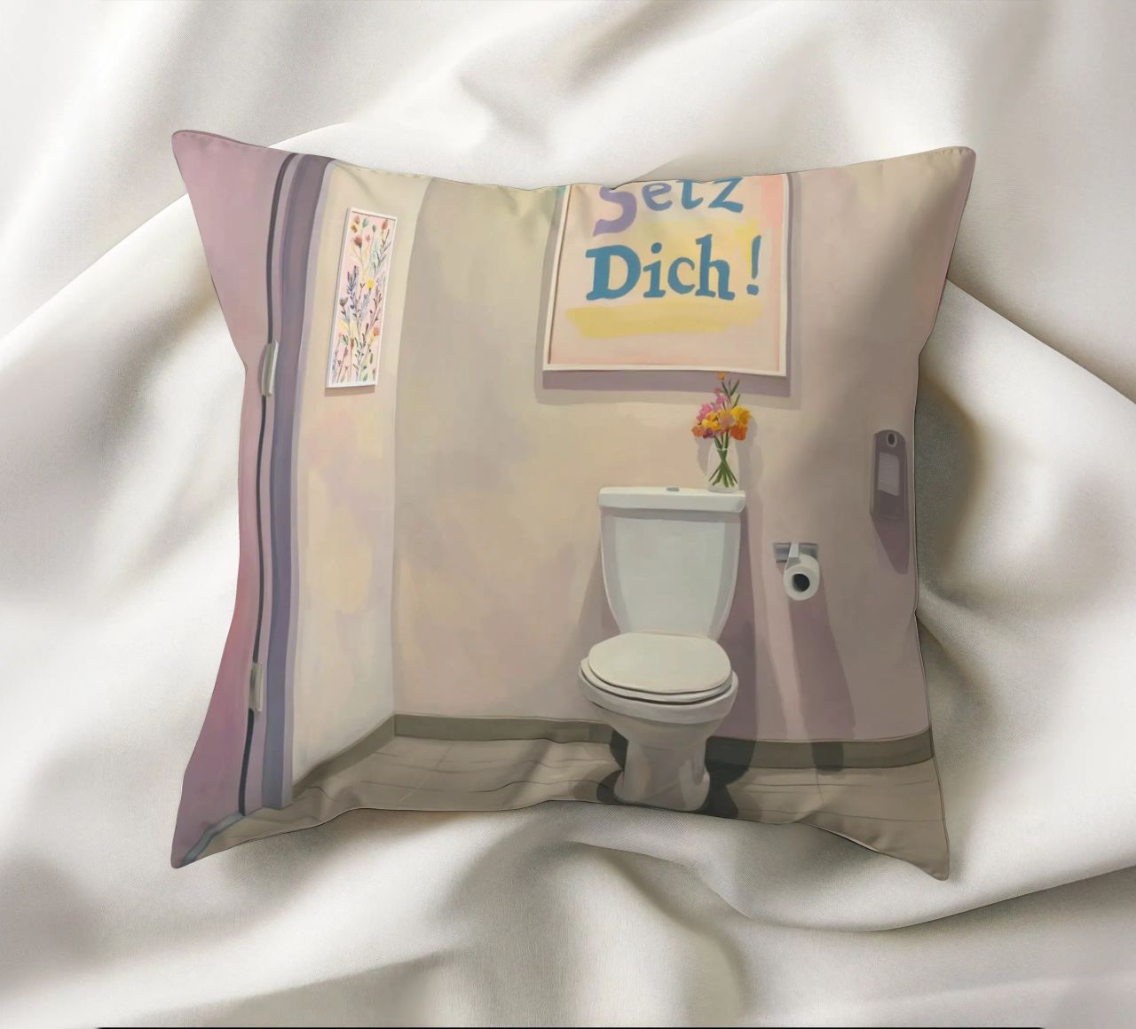 WC, assieds-toi Slogan coussin de Carinaprint