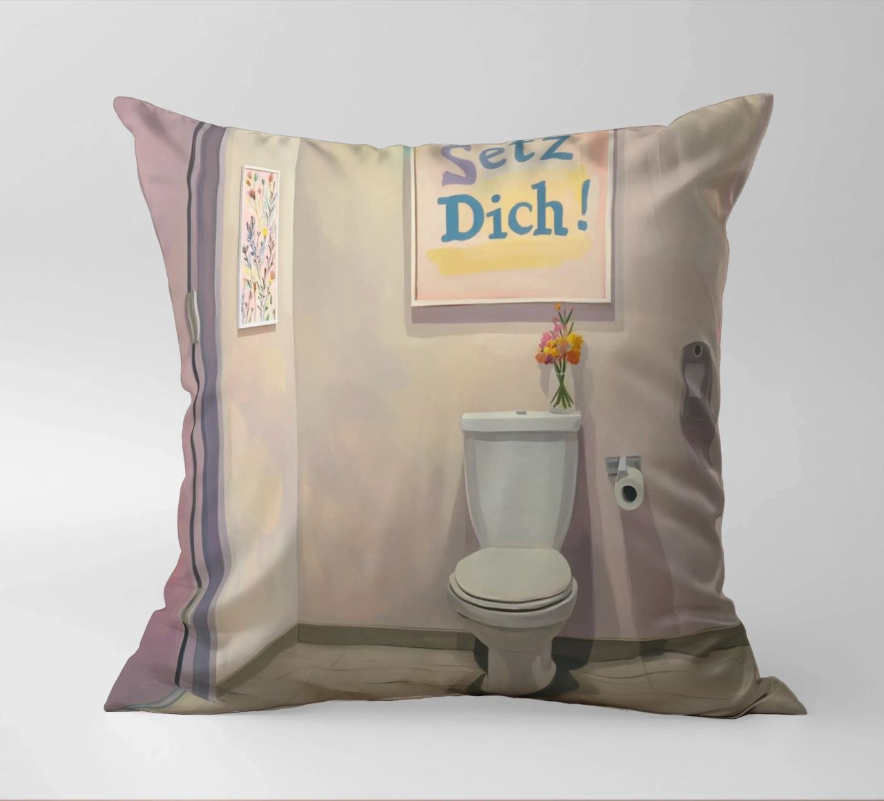 WC, assieds-toi Slogan coussin de Carinaprint